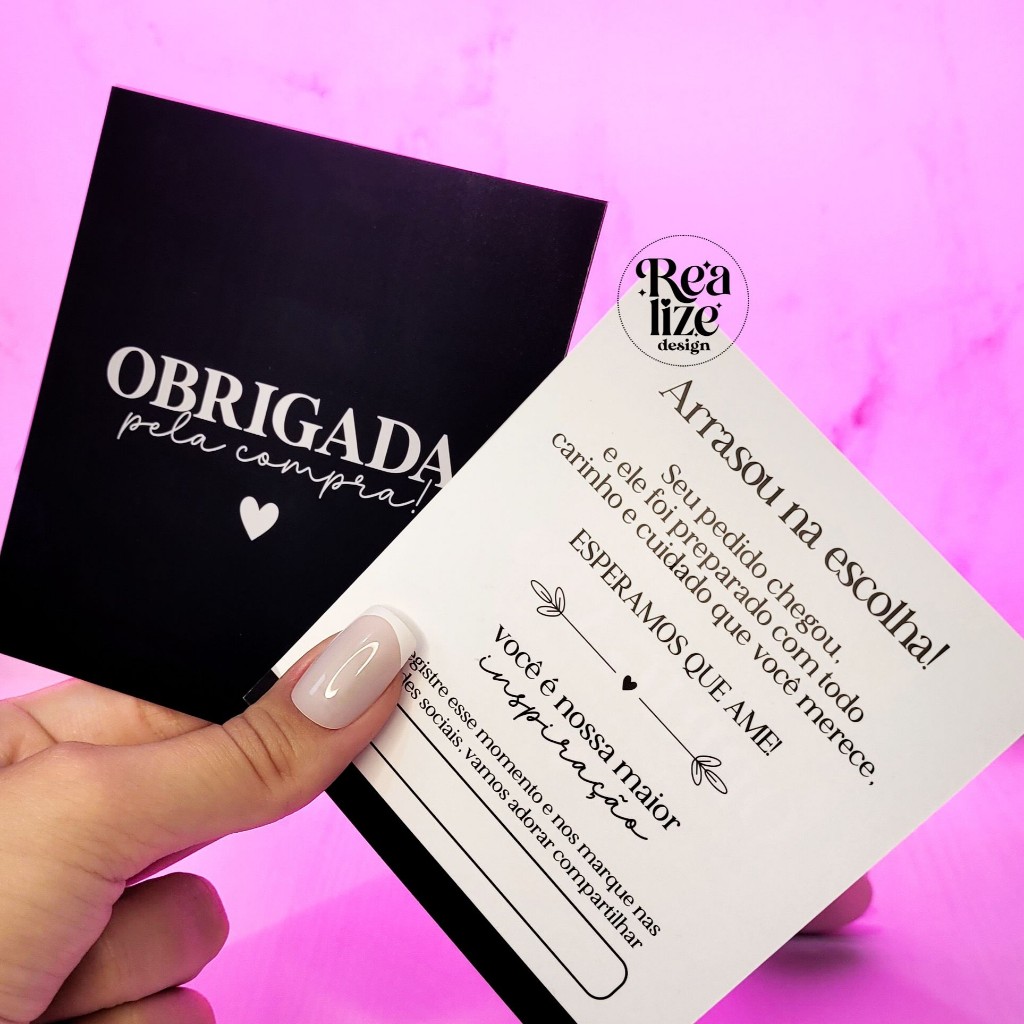 Cartão de agradecimento ao cliente / Postal obrigada pela compra - 50un - 9x10cm │ CA13