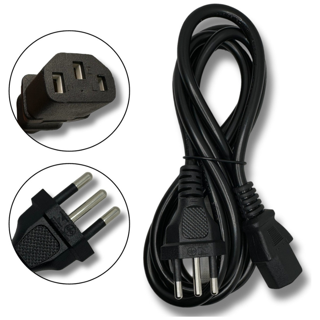 Cabo De Força Cpu Atx Computador Pc Monitor Rádio Tv 3 Pinos Tripolar Padrão Brasileiro 1.5m