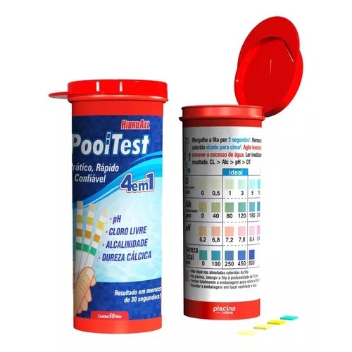 Fita Teste Piscina Pooltest 4 em 1 com 50 Unidades – Hidroall