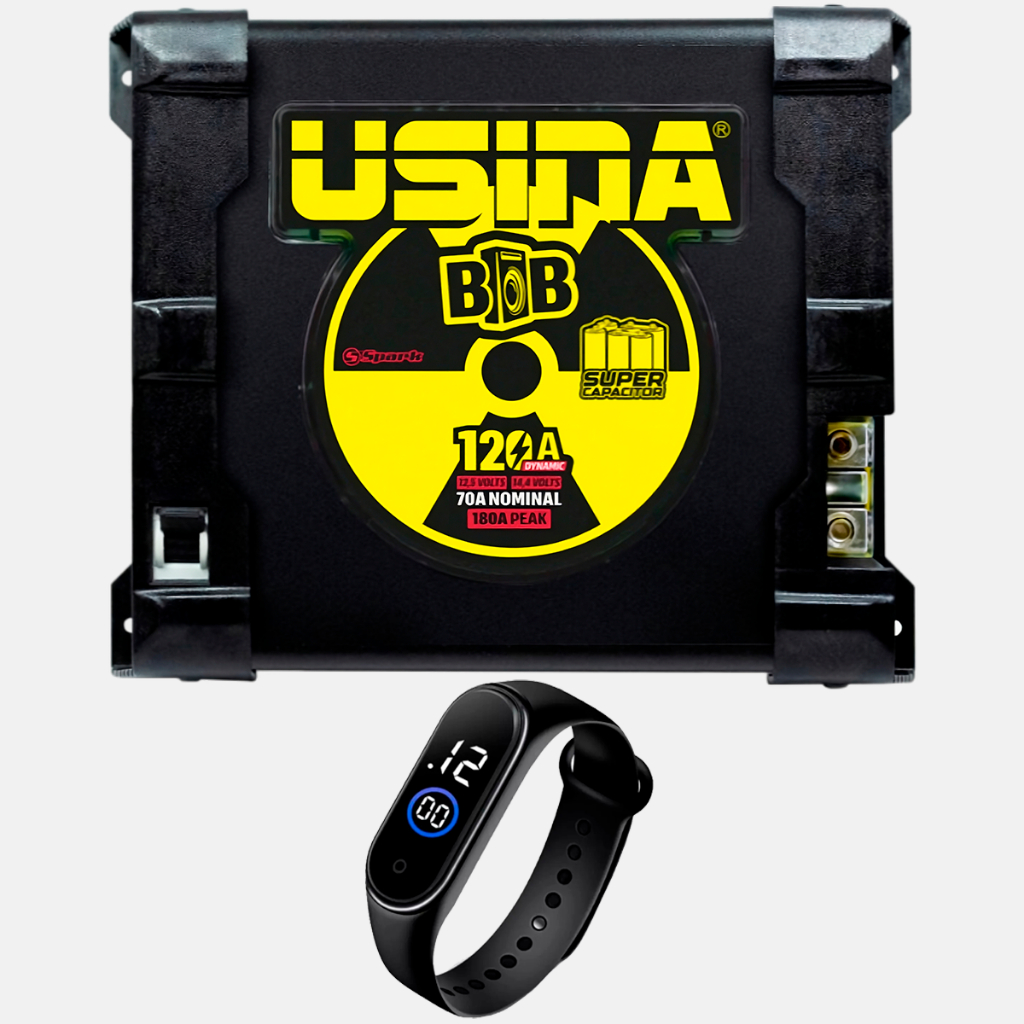 Fonte Usina BOB 120A 12V Super Capacitor Para Som Automotivo Com Corrente Dinâmica
