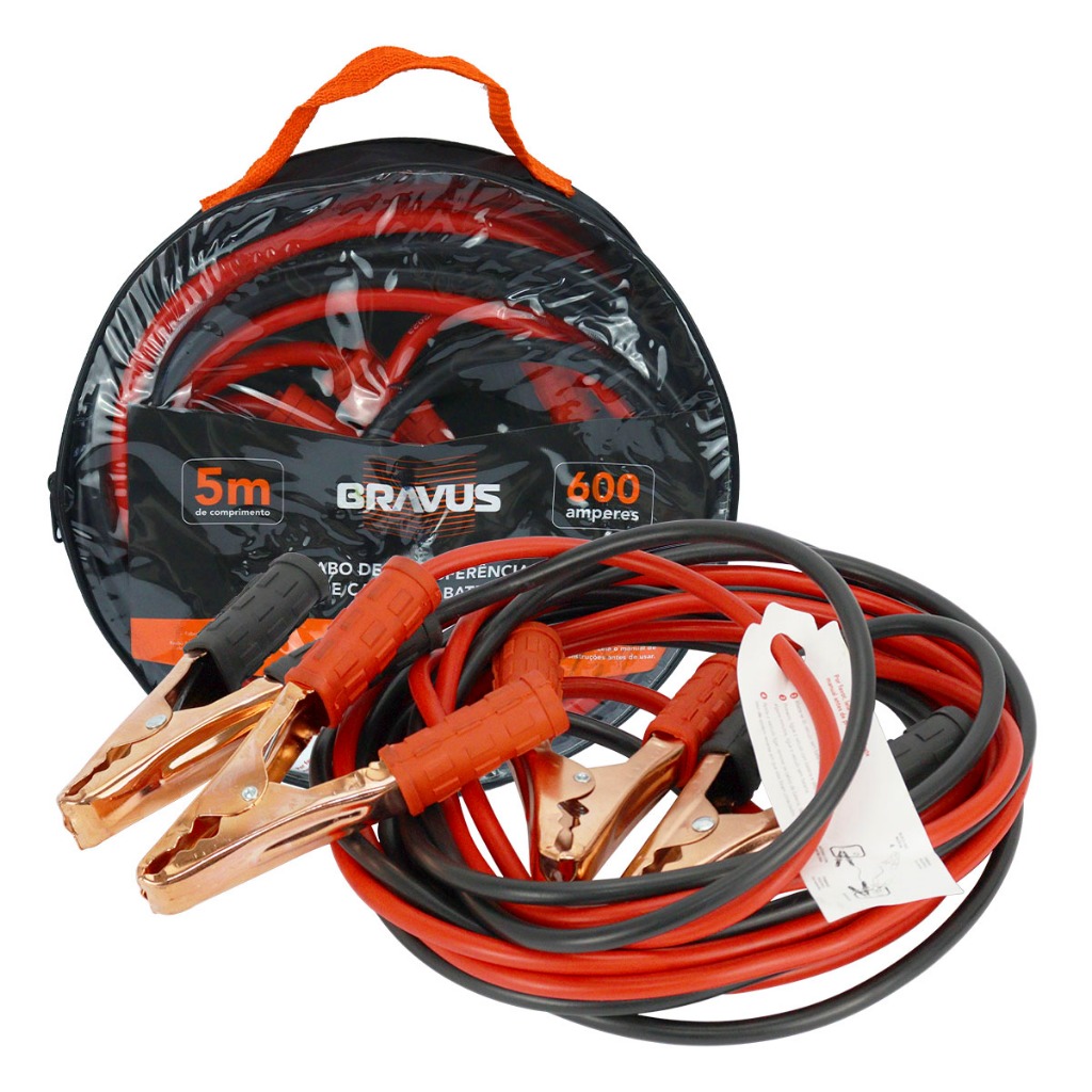 Cabo Carga Bateria Chupeta Transferência Caminhao 5m 600a Super Reforçado Carro Moto Com Bolsa
