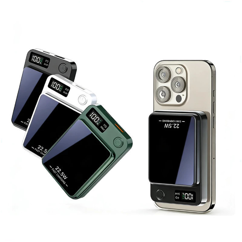 Carregador Magnético Portátil 10000mAh 22.5W Super Rápido com Display LED para iPhone e Samsung