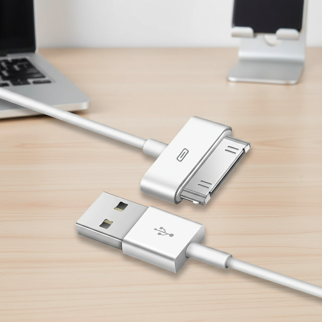Cabo de carregamento USB para iPhone 4, 4s, 3G, 3GS, iPad 1, 2, 3, iPod Nano, Touch com adaptador