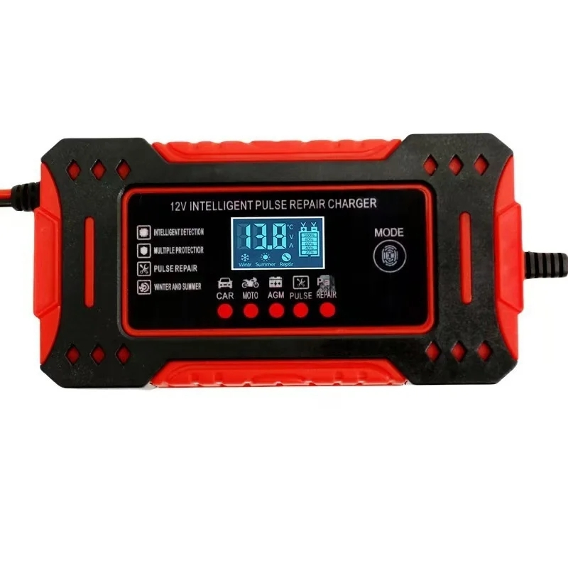 Carregador Bateria Inteligente 12V 6A Carro Moto LCD Digital Reparo Pulso Automático Bivolt