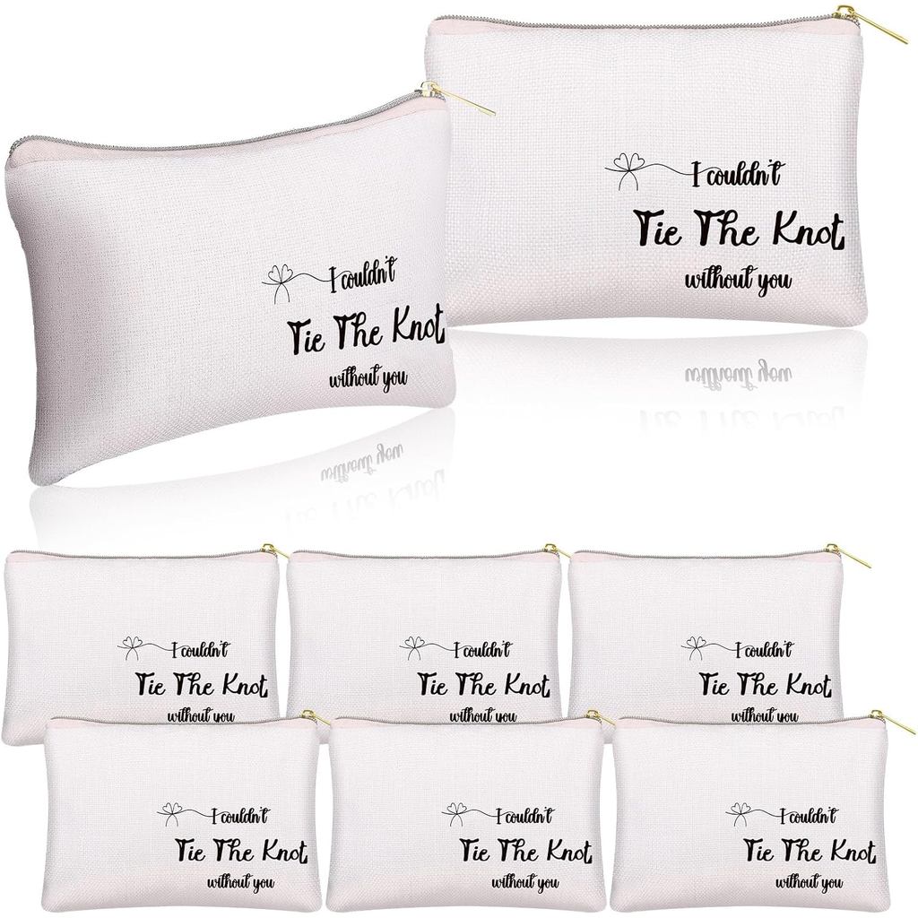 Kacctyen Set of 6 I Couldn't Tie the Knot Without You Cosmetic Bag Bridesmaids Proposal Gift Bag Bridal Party Wedding Br