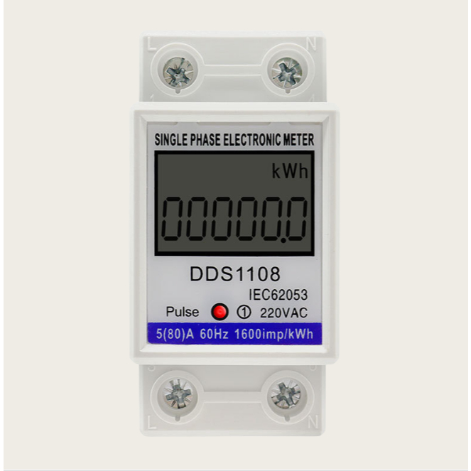 DDS1108  80A Méter único de consumo de energia LCD em fase kWh com função de reinicio AC230V 50/60Hz