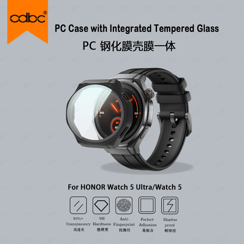 cdbc Case-Film Integrado PC Hard Para Honor Watch5 Ultra Watch5 , HD Temperado , Toque Sensível , Protetor De Relógio An