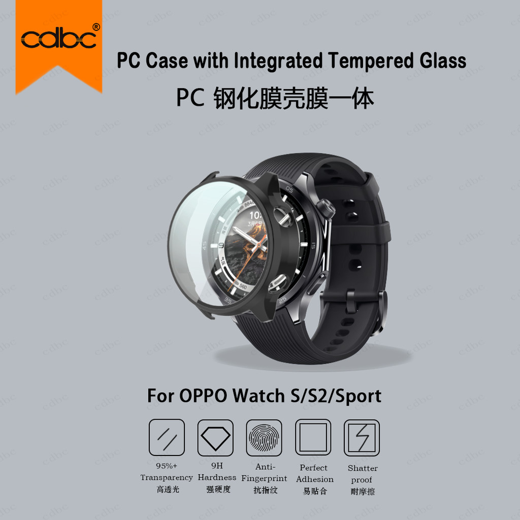 cdbc Case-Film Integrado PC Hard Para OPPO Watch S S2 Sport , HD Temperado , Slim Bare Feel , Anti-Riscos Protetor De Re