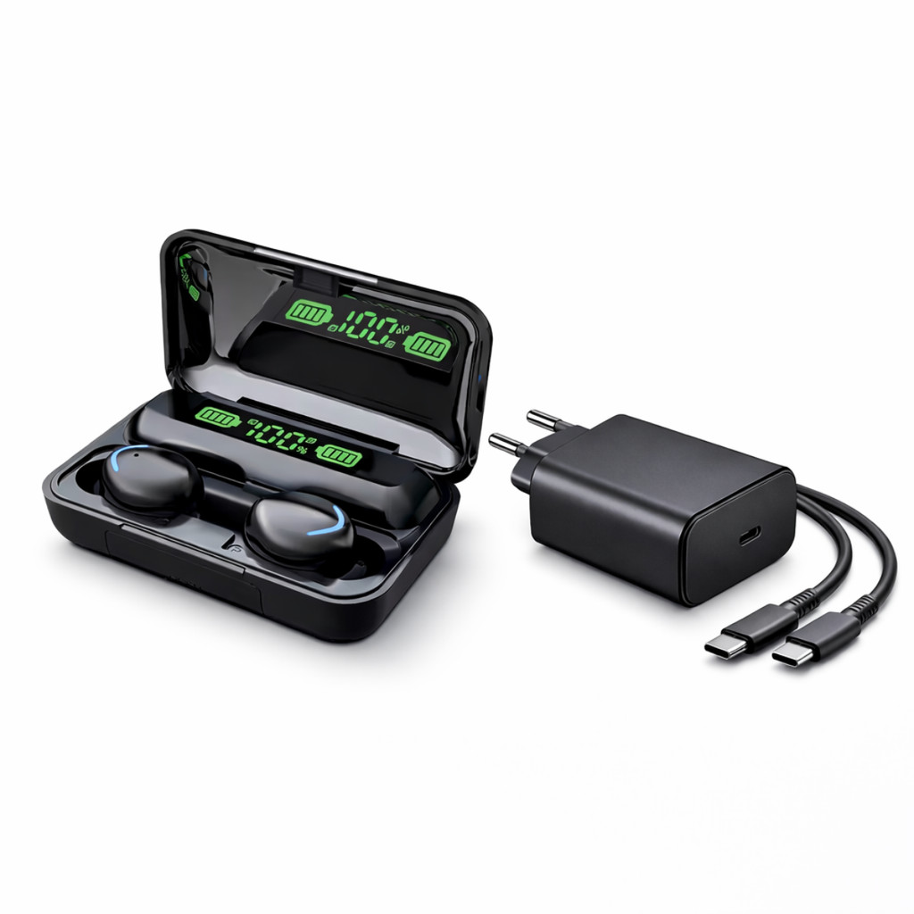 Kit Carregador 45W Turbo USB-C + Fone Bluetooth Sem Fio Para Galaxy A33 5G Blance