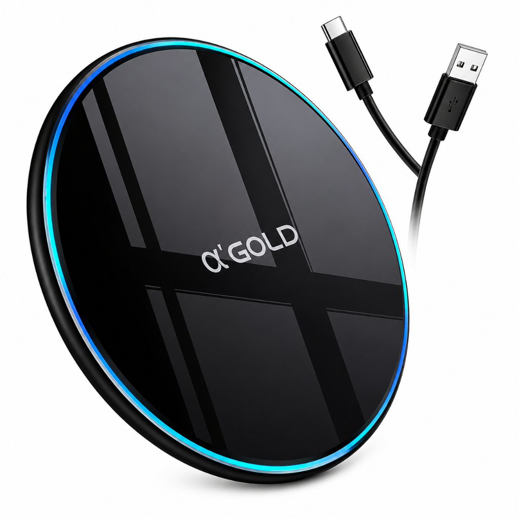 Carregador Sem Fio 20W Max α’Gold Indução Rápida Wireless Android iPhone LED