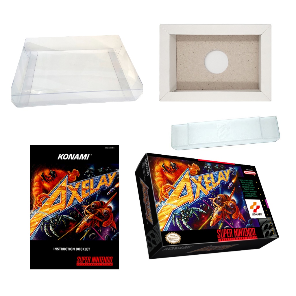 Kit caixa com berço + manual + dust cover + protetor de acetato para a caixa jogo de super nintendo