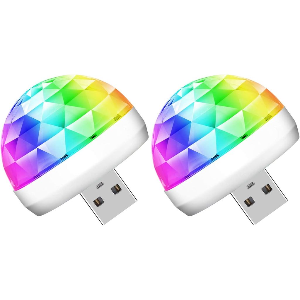 Lmaytech Luzes de Festa Mini Disco Ball USB, Luzes Estroboscópicas DJ Ativadas por Som, Luzes LED Portáteis para Carro,