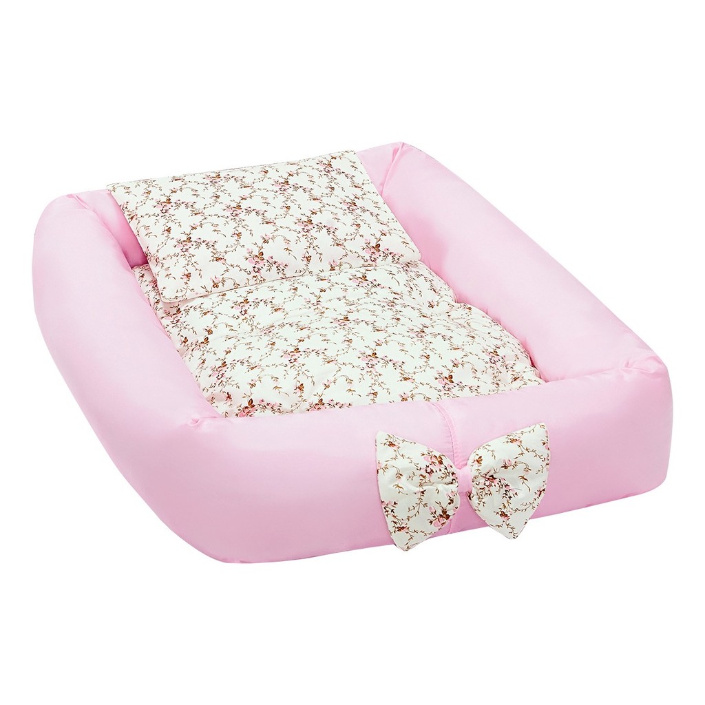 Ninho Rolinho para Bebê 4 peças Floral Rosa Menina