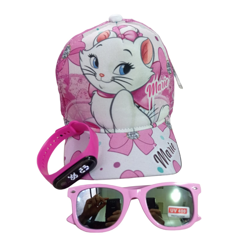 Relogio Digital Boné Marie Vida De Gato E Oculos De Sol