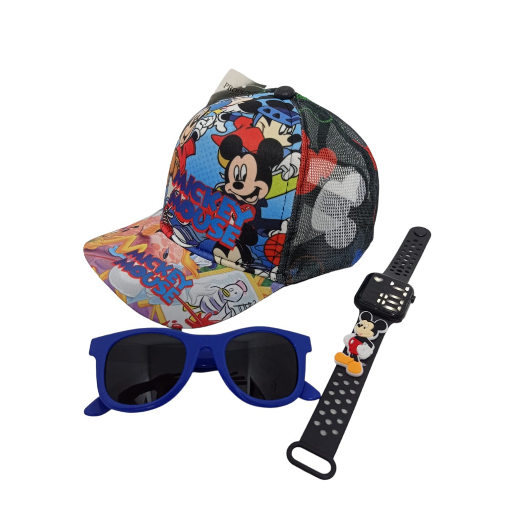 Boné Do Mickey Oculos De Sol Relogio Digital Infantil