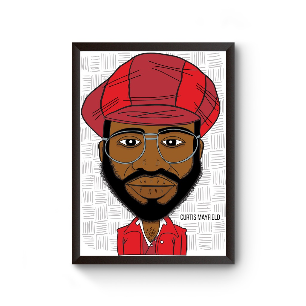 Quadro Decorativo Com Moldura Curtis Mayfield A3 42x30cm