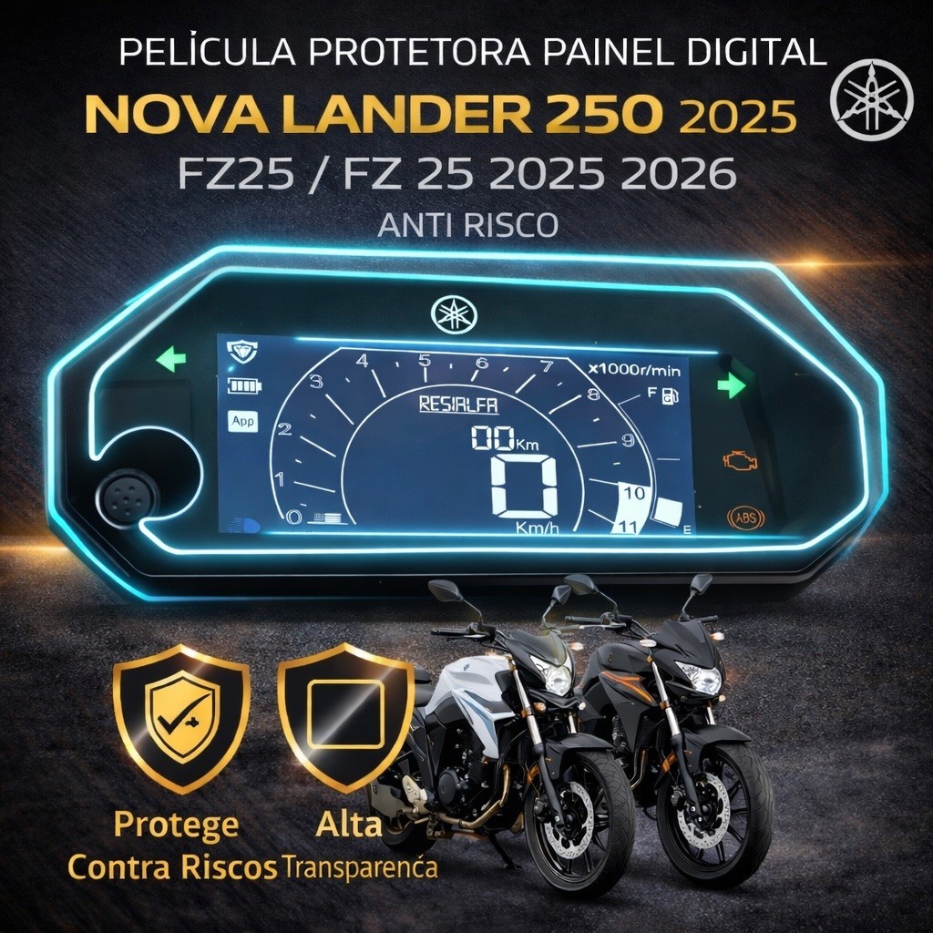 Película Hidrogel Painel Yamaha Lander 250 XTZ Fazer FZ25 2019 a 2026 Anti Risco Anti Reflexo Proteção UV TPU