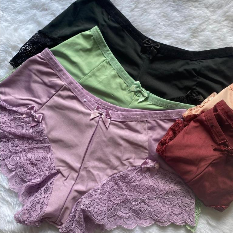 kit 5 Shortinho De Microfibra Para Dormir Detalhe Em Renda Conforto Moda Íntima