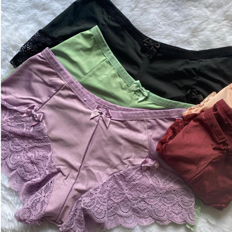 Kit 3 Shortinho De Microfibra Para Dormir Detalhe Em Renda Conforto Moda Íntima