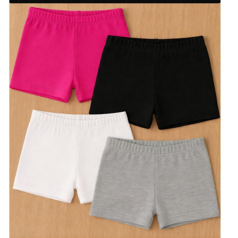 Kit 4 Shorts Infantil Menina Básicos de Malha – Para Brincar, Dormir ou Usar por Baixo de Vestido e saia. Short infantil