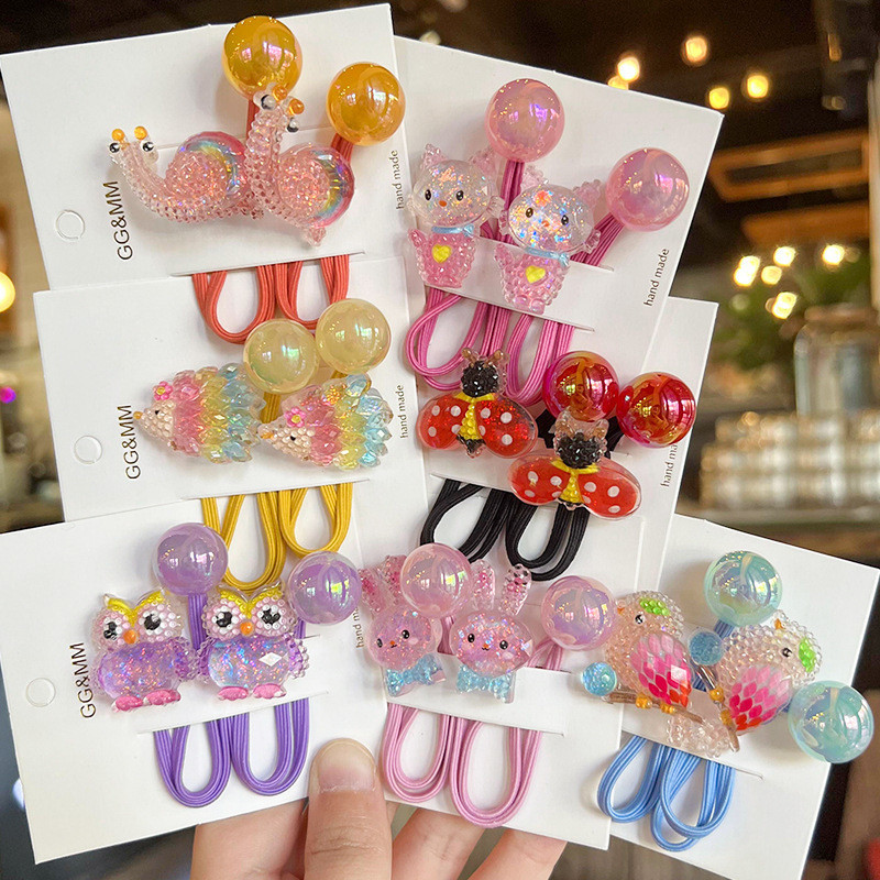 2PCS Lovely Cartoon Owl Bird Girls Bandas De Cabelo Elásticas Para Crianças Acessórios