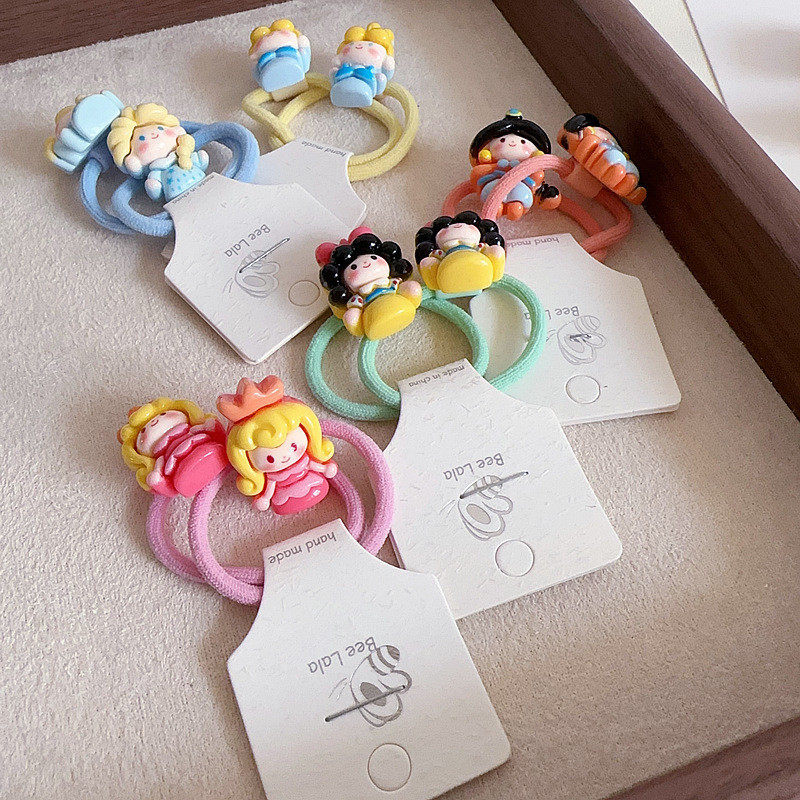 2PCS Lovely Cartoon Bright Princess Girls Bandas De Cabelo Elásticas Para Crianças Acessórios