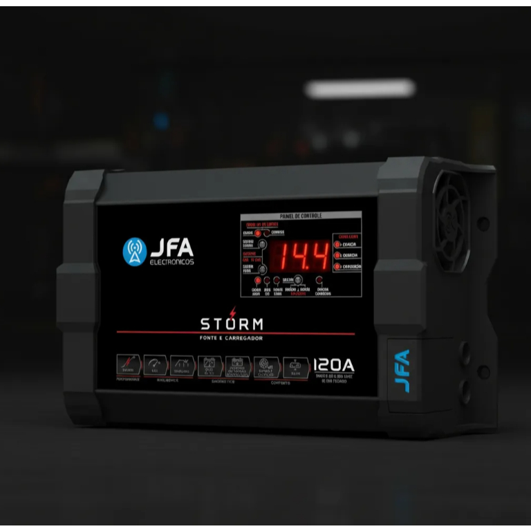 Fonte Redline Jfa 120a Carregador Bivolt Digital A Melhor Preto