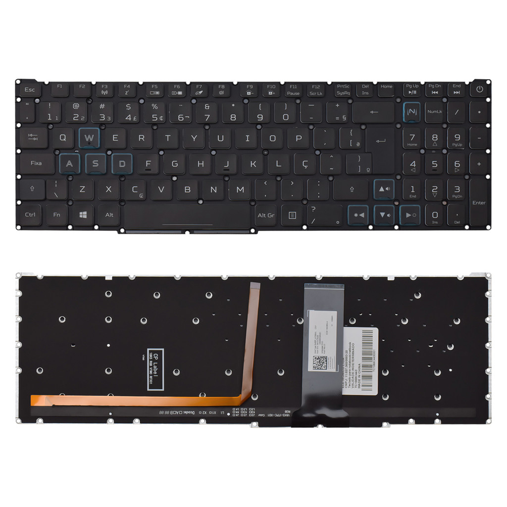 Teclado para Notebook Acer Predator Helios PH315-53-75N8 Azul ABNT2 Preto