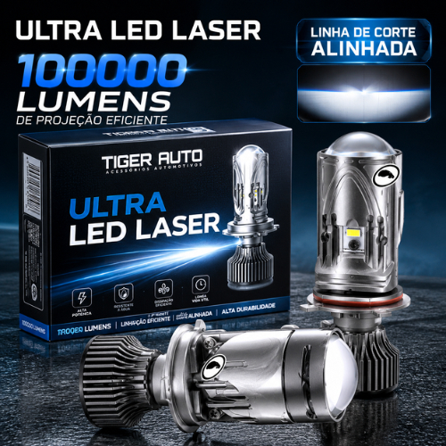 ULTRA LED LASER H4 PROJETOR 10000 LUMENS POTENTE + BRINDE