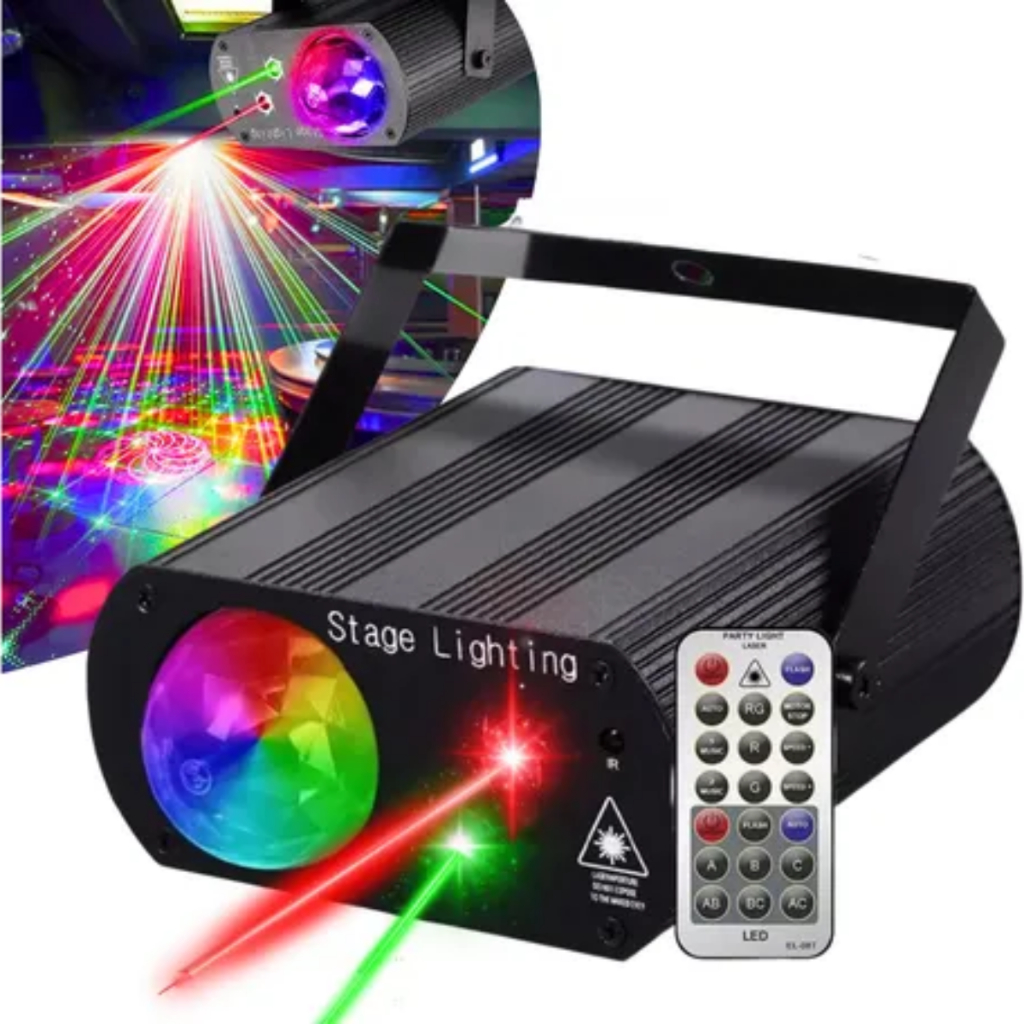 Canhão Laser Jogo De Luz Led RGB Projetor Raios Holográfico Sd6m WS3313