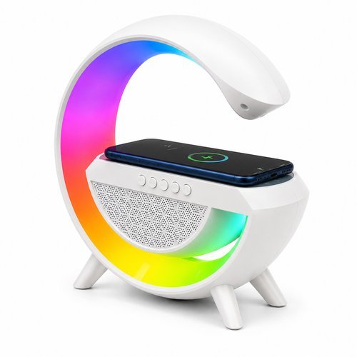 Caixa Som Bluetooth Portatil Com Carregador Led Branco Wireless Som Alta Qualidade