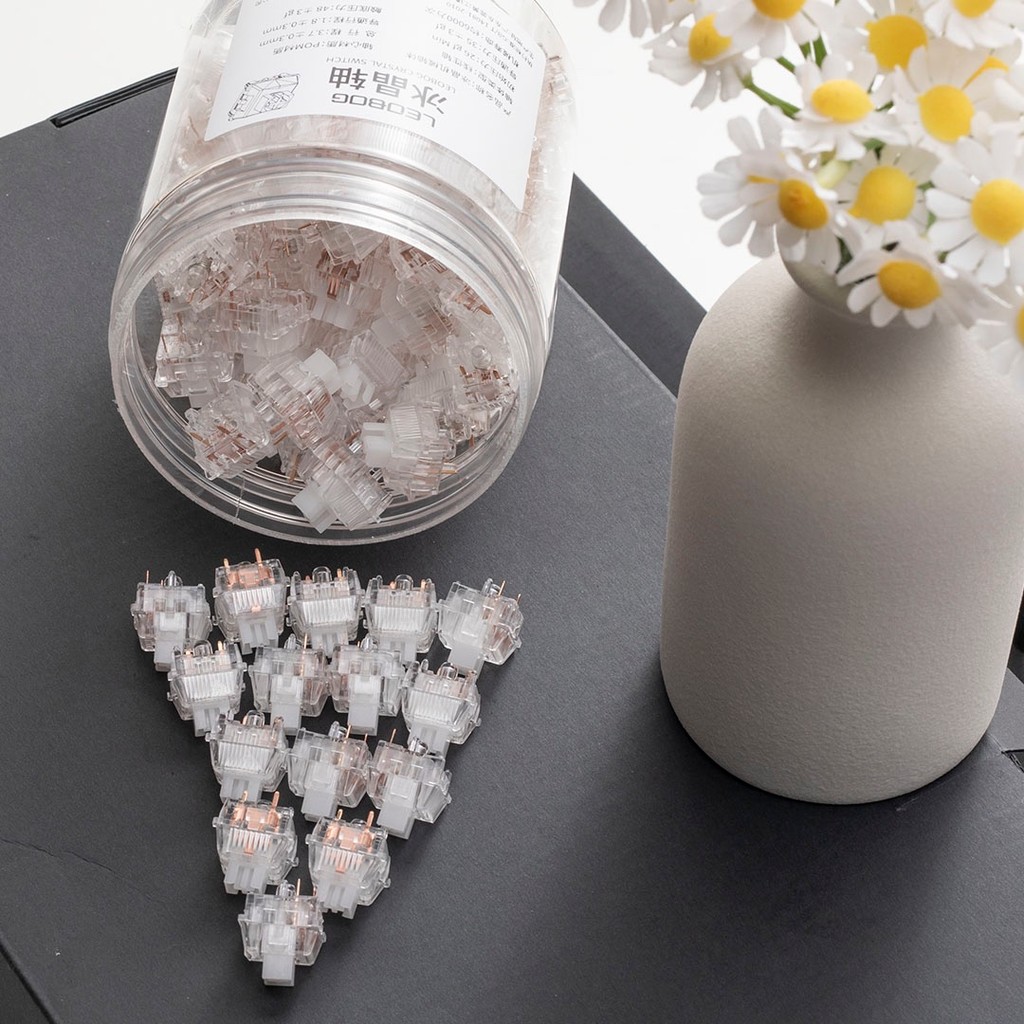 LEOBOG eixo de cristal de gelo transparente eixo Linear interruptor corporal teclado mecânico cinco pernas personalizado
