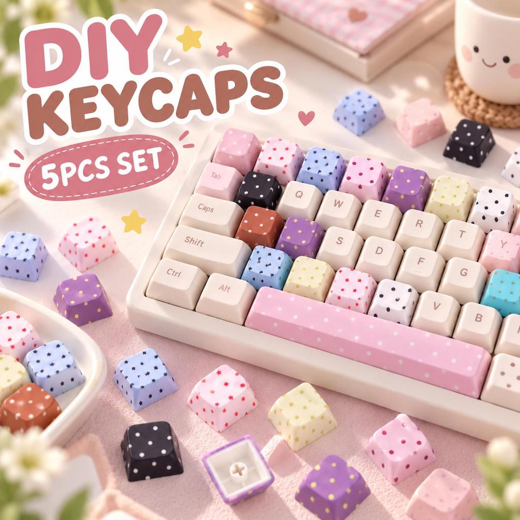 Keycap PBT Pastel Resistente À Abrasão-Cute Star Polka-Dot OEM Profile MX-Fit Teclado Mecânico Kits De Modificação DIY