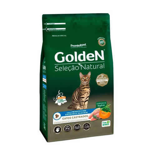 Ração 10,1kg Golden Special para Gatos Castrados Frango, Abóbora e Alecrim