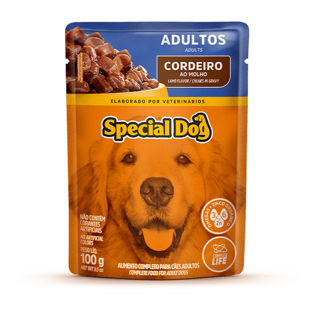 Ração úmida sachê Special Dog para cães adulto sabor cordeiro ao molho - 100g