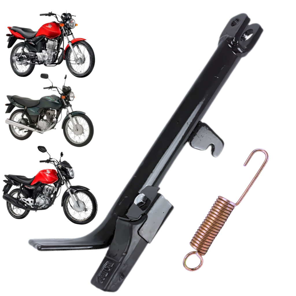 Cavalete Descanso Lateral Cg Titan Fan 125 150 160 Preto Com Borracha + Mola Cromoforte