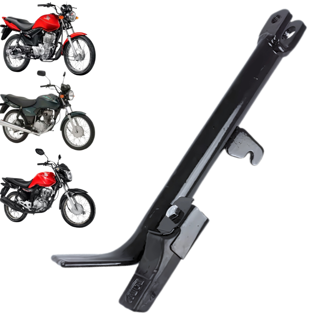 Cavalete Descanso Lateral Cg Titan Fan 125 150 160 Preto Com Borracha