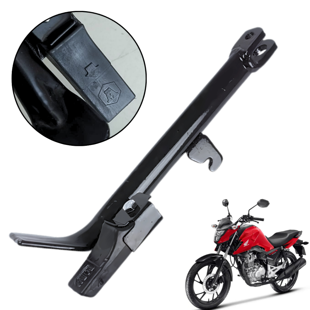 Cavalete Descanso Lateral Honda Cg Titan Fan 125 150 160 Preto Com Borracha