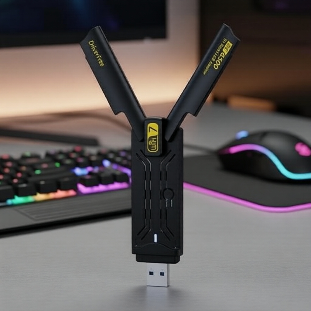 Adaptador USB 3.0 Wi-Fi 7 Tri-Band BE6500 6500 Mbps, com driver incluso para Windows 10/11 em desktops