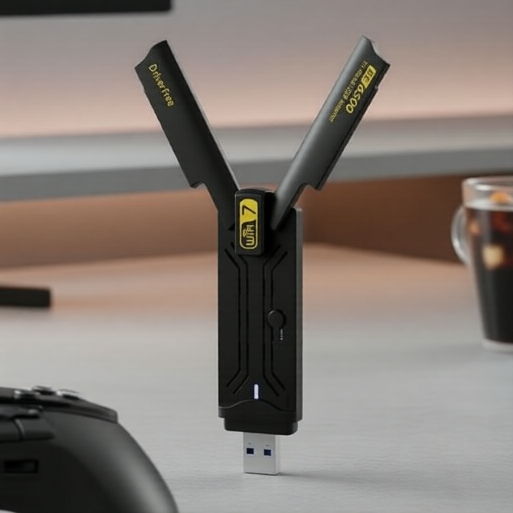 Adaptador USB WiFi 7 Tri-Banda 6500Mbps BE6500, USB 3.0, Driver Livre para Sistemas Windows 10/11