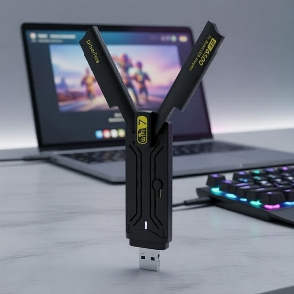 Adaptador Tri-Band WiFi 7 USB 3.0 BE6500 6500Mbps, Sem Drivers para Windows 10/11