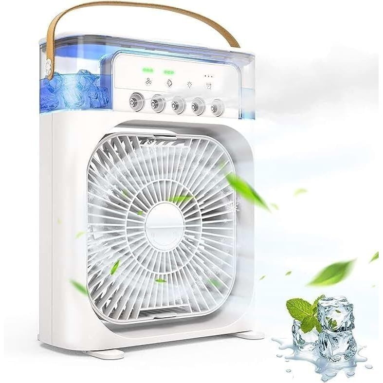 Mini Ventilador Climatizador de Mesa Escritório Refrigerador Ar Portátil USB 3 Velocidades Led USB-C