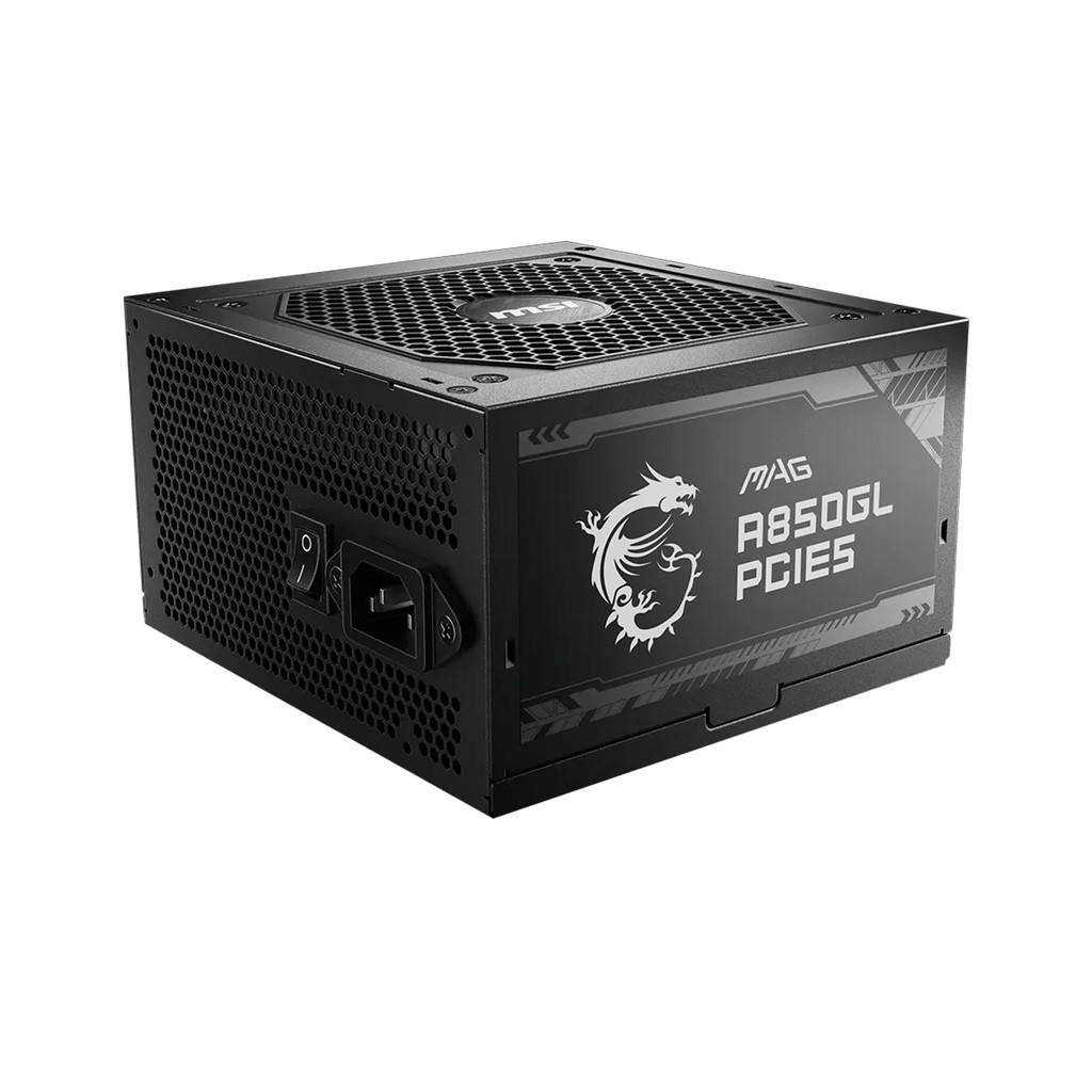 Fonte 850W MSI Mag A850gl Pcie5 80 Plus Gold, Rolamento Dinâmico Fluido Totalmente Modular