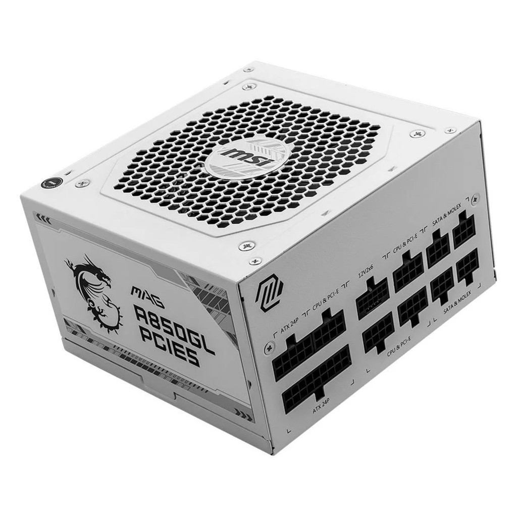 Fonte MSI MAG A850GL, 850W, 80 Plus Gold, Modular, PFC Ativo, Branco - MAG A850GL PCIE5 WHITE