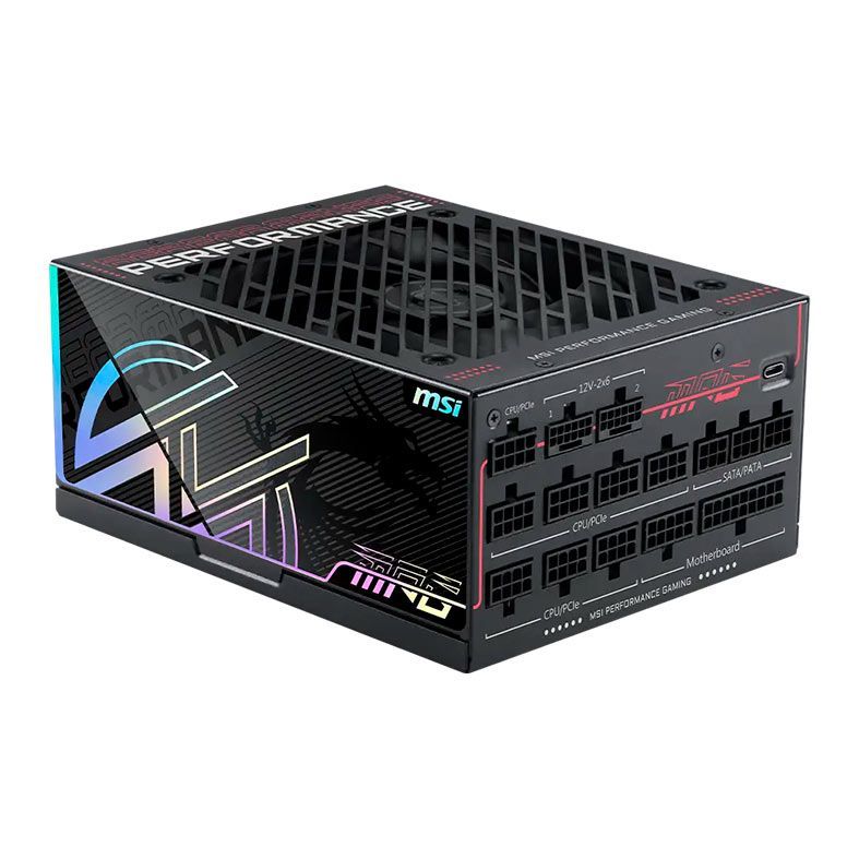 Fonte MSI MPG AI1300TS PCIE5, 1300W, Full Modular, 80 PLUS Titanium, ATX 3.0, PCIE 5.0, ATX, Preto