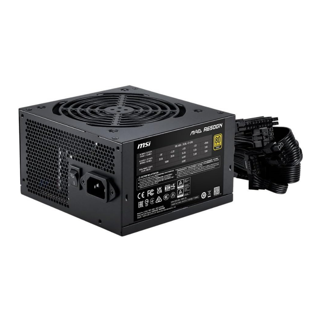 Fonte MSI MAG A650BN, 650W, 80 Plus Gold, PFC Ativo, Preto - 306-7ZPBZ23-CE0