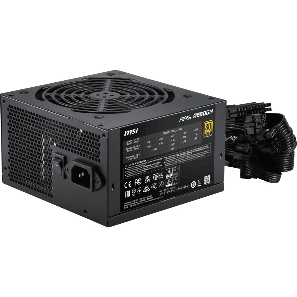 Fonte De Alimentacao Msi Mag A650gn Gold, 650W, 80 Plus Gold, Preto