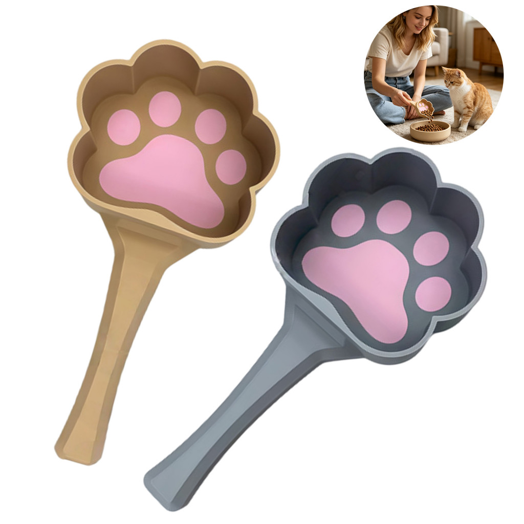 Easy to Clean Pet Spoon 3d Printed Cute Paw Print Food Scoop – Precise Measuring for Cats Dogs Portion Control Feeding