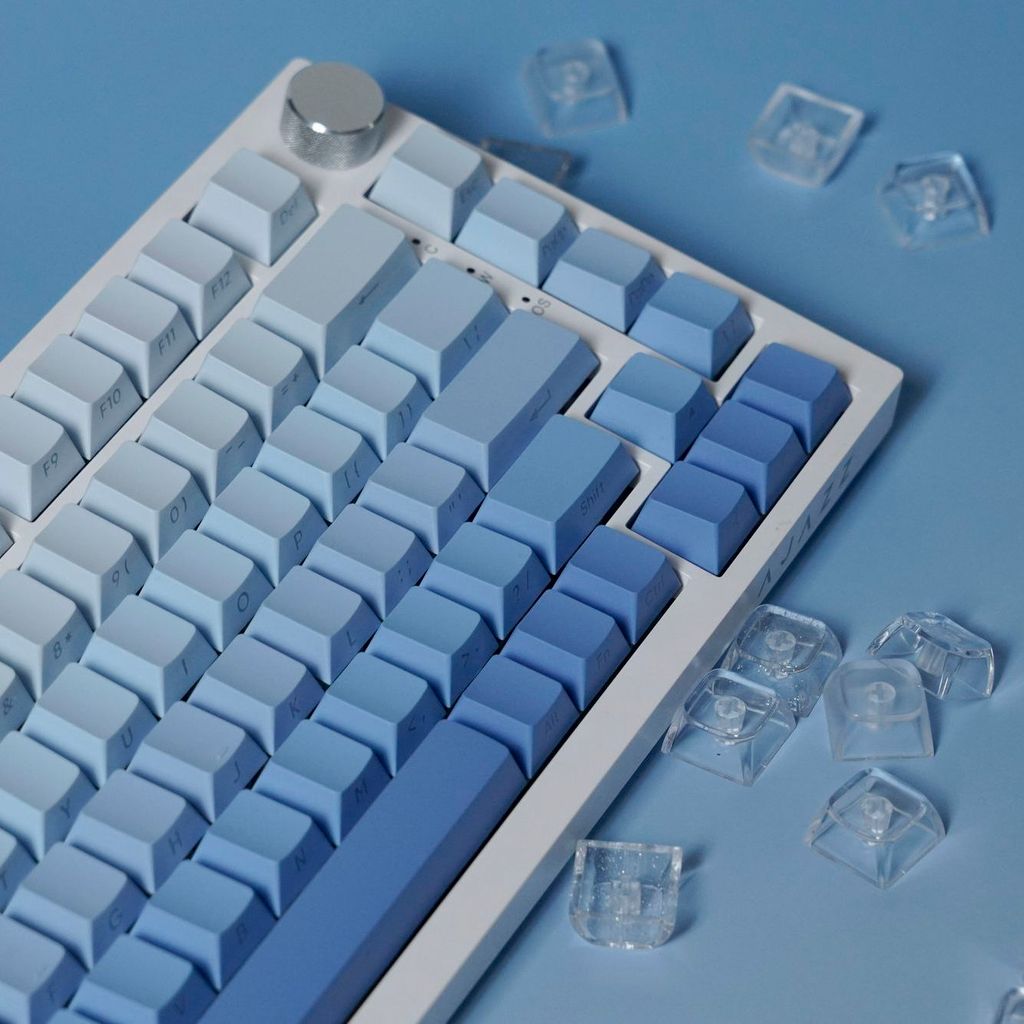 134 Teclas Azul Céu Lado Impresso Brilho Através De PBT Duplo Tiro Keycaps Perfil OEM Para Teclados De Jogos