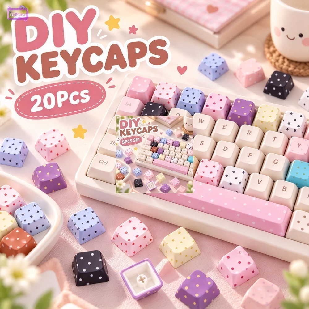 Padrão Anti-Brilho Perfil OEM PBT Keycaps Colorido Estrela & Bolinhas Impresso Tampas De Chave Para MX Switch Teclado Me